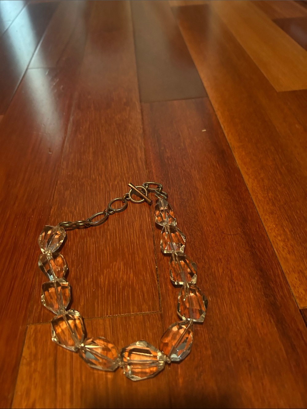 Faceted Amber Crystal Necklace with Toggle Clasp - Women Jewelry